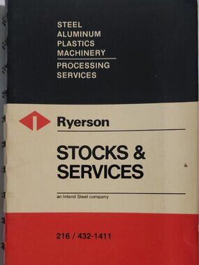 VINTAGE 1976 RYERSON STOCKS & SERVICES STEEL ALUMINUM PLASTICS MACHINERY SERVICE